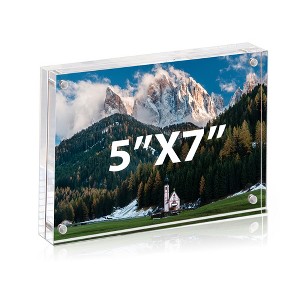 BP4U Acrylic Double-Sided Magnetic Picture Frame, Clear Frameless Freestanding Photo Frame for Home or Office Tabletop Display - 1 of 4