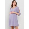 Hello Miz Women's Swiss Dot V Neck Split Sleeve Maternity Dress - 2 of 4