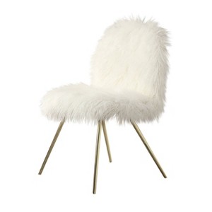 Vexley Faux Fur Glam Accent Chair White/Gold - miBasics - 1 of 3