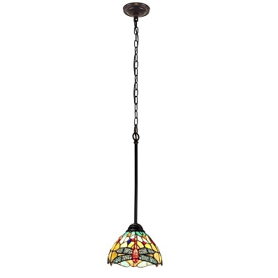 Chloe Lighting Empress Tiffany-Style Dark Bronze 1 Light Mini Pendant 8" Wide