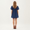Anna-Kaci Women’s Puff Sleeve Denim Babydoll Dress with Square Neckline Adjustable Front Tie Detail and Soft A-Line Silhouette - 4 of 4