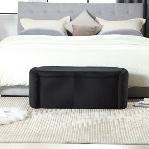 Modern Fabric Upholstered Storage Ottoman Bench with Safe Hinge,Lounge End of Bed Storage Bench,Storage Entry Bench,Storage Hassock-Cuddlewood - 1 of 4