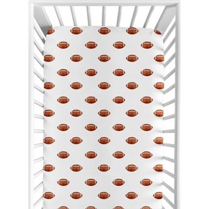 Sweet Jojo Designs Boy Baby Fitted Crib Sheet Watercolor Sports Theme Brown and White - 1 of 4