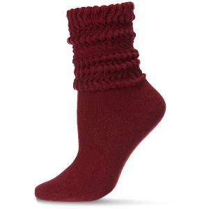 Memoi Women's Wide Ribbed Cotton Blend Slouch Crew Socks - 1 of 2