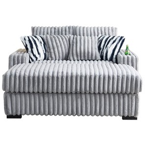 TiramisuBest 71" Plush Corduroy Loveseat Sofa with Square Storage Armrest & USB Port– Beige - 1 of 4