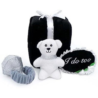 ZippyPaws Wedding Dog Toys - Wedding Ring Box Burrow, Gifts for Dog Couples, Fun Dog Engagement Toys for Photos, Rehearsal...
