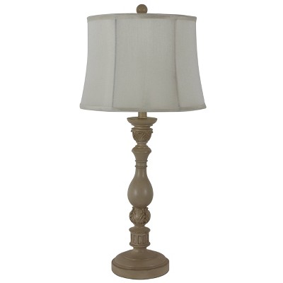 30" x 12" Dora Sculpted Resin Table Lamp Distressed Cream - Decor Therapy