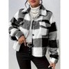 Coolmee Women's Flannels Cropped Shacket Jacket Fashion Plaid Button Down Fall Coat Tops - 3 of 4
