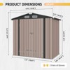 Aoxun 6x4 ft Outdoor Storage Shed with Floor ¨C Galvanized Steel, Double Doors & Ventilation, Ideal for Bikes, Tools, and Generators ¨C Brown - 3 of 4