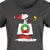 Women's Peanuts Snoopy and Woodstock House Sleigh Graphic T-shirt Dress - Heather Charcoal - Medium - 2 of 4