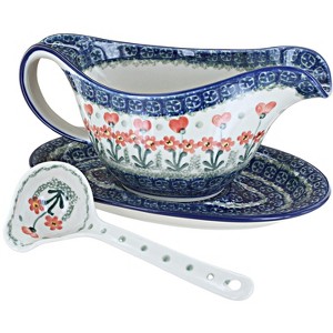 Blue Rose Polish Pottery 239-561 Ceramika Artystyczna Gravy Boat with Ladle - 1 of 1