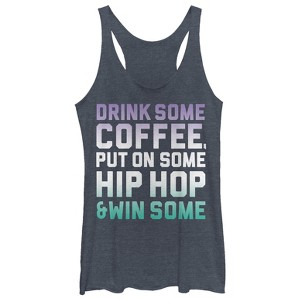 Women's CHIN UP Coffee and Hip Hop Racerback Tank Top - 1 of 3