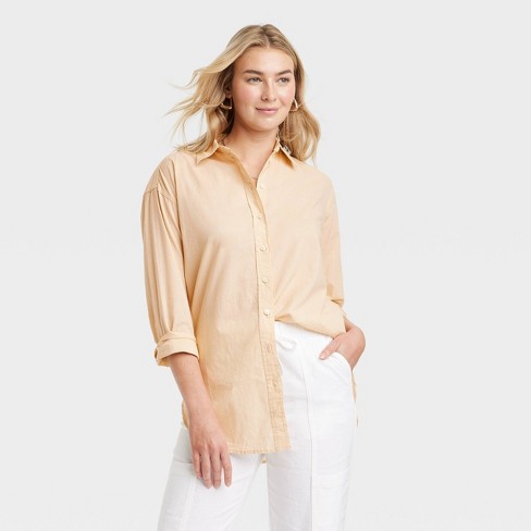 Women's Tunic Long Sleeve Collared Button-down Shirt - Universal