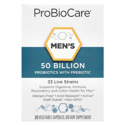 ProBioCare Men's Probiotics with Prebiotic, 50 Billion, 30 Vegetable Capsules