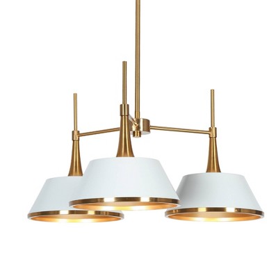 LNC Idaikos Polished Gold and White Shaded LED Dry Rated Chandelier