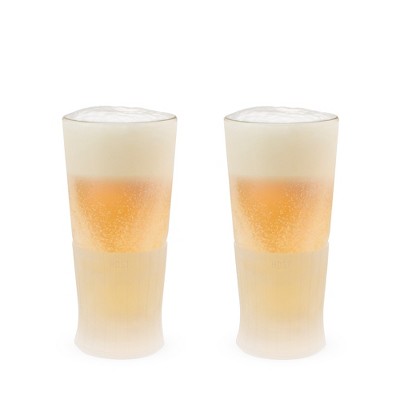 Clear Double-Walled Glass Beer Freezer Cups, Set of 2