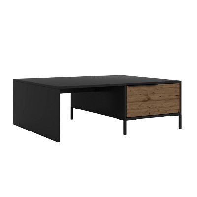 45 Tubular Metal Frame Desk With Wooden Top And 2 Side Shelves Brown/black  - The Urban Port : Target