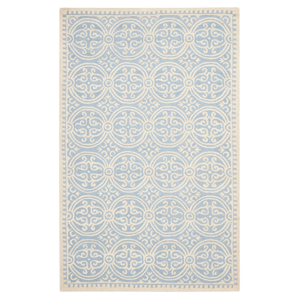 Light Blue/Ivory Color Block Tufted Area Rug 4'x6' - Safavieh
