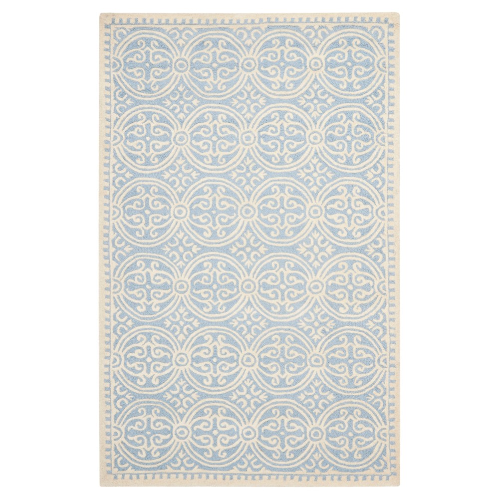 Light Blue/Ivory Color Block Tufted Area Rug 4'x6' - Safavieh