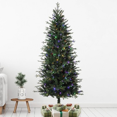 6.5' Green Fir Artificial Christmas Tree with Multicolor LED Lights