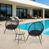 3 Pieces Patio Bistro Set Outdoor Acapulco Chair with Glass Top Coffee Table, Wicker Furniture Sets, Durable Steel Frame Patio Conversation Set - 3 of 4
