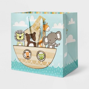 Large Animals in Ark Baby Shower Gift Bag - Spritz™: Multicolor Paper, 15x15x10, Gender Neutral, Baby Boy & Baptism - 1 of 3