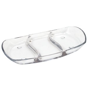 Slickblue Versatile Cristalline Glass Sectional Platter – Bake & Serve, Heat-Resistant with Feet, Two Size Options - 1 of 4