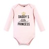 Hudson Baby Infant Girl Cotton Bodysuit and Pant Set, Daddys Little Princess Long Sleeve - 3 of 4