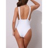 INSPIRE CHIC Women's Deep V Plunge Monokini Backless Bikini Set, Wide Strap Slimming Swimwear Bathing Suit 1 Set - 3 of 4
