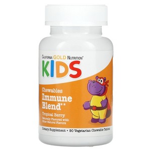 California Gold Nutrition Chewable Immune Blend with Vitamin A, Vitamin C, Vitamin E, and Zinc for Children, Natural Tropical Berry, 90 Vegetarian - 1 of 4