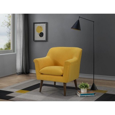 CAVINAS Woven Accent Chair with Round Arms and Wooden Legs,Mid-Century Upholstered Living Room Chairs,Reading Chairs for Living Room