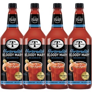 Mr & Mrs T Horseradish Bloody Mary Mix, 1L Bottle, 4 Pack – Premium Cocktail Mixer for Spicy Bloody Marys, Ready to Use - 1 of 4