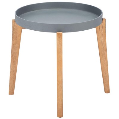 Charlen 24'' Gray and Natural Acacia Wood Side Table