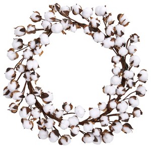 Nearly Natural 20-in Cotton Ball Wreath - 1 of 1