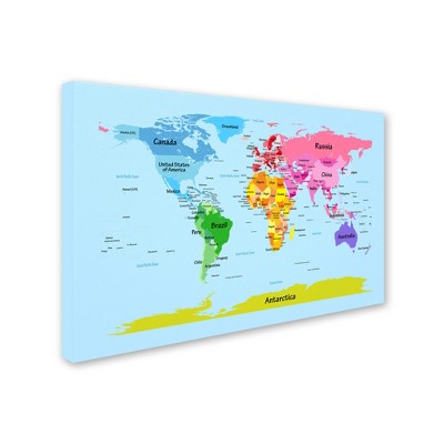 Trademark Fine Art -Michael Tompsett 'World Map for Kids' Canvas Art
