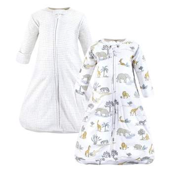 Hudson Baby Cotton Long-Sleeve Wearable Sleeping Bag, Sack, Blanket, Neutral Safari World Long Sleeve