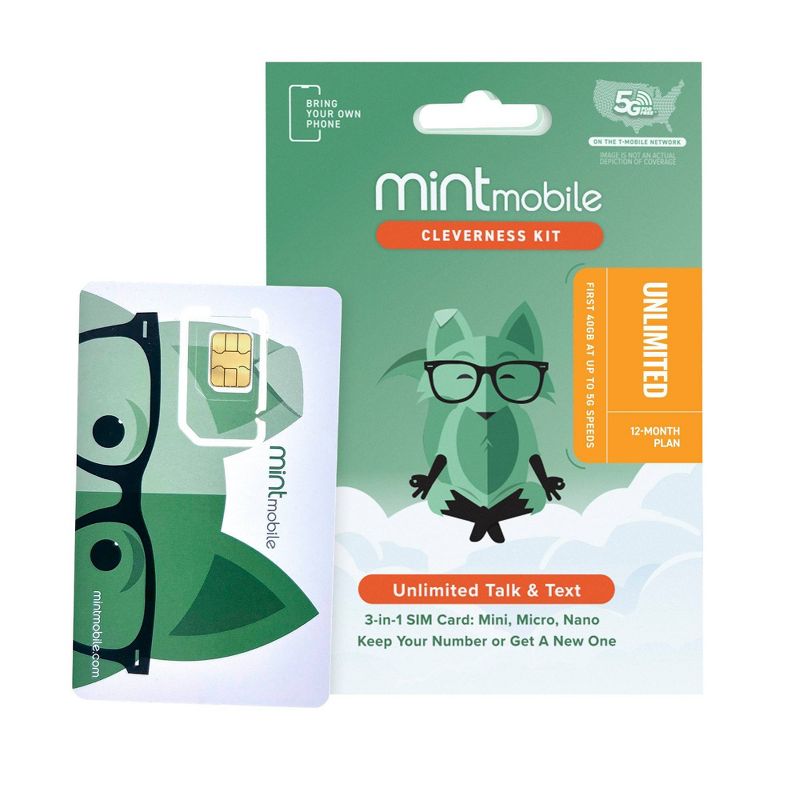 Mint Mobile 12 Month Unlimited Plan SIM Kit, 1 of 10
