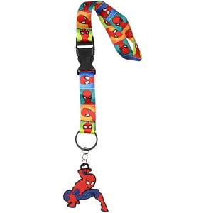 Marvel Spider-Man Many Faces Wrist Strap Lanyard for Keys with 2" Keychain - 1 of 4