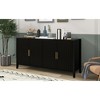 63.1" MDF and Pine Wood 4-Vertical Wavy Slatted Doors Sideboard with Metal Handles for Dining Room, Living Room, Kitchen, or Entryway - 3 of 4