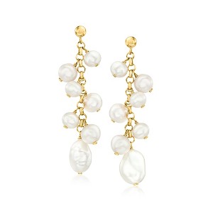 Ross-Simons 5.5-9mm Cultured Pearl Drop Earrings in 18kt Gold Over Sterling - 1 of 3