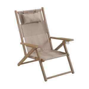 Outdoor Weather-Resistant Wood Folding Beach Chair with Backpack Straps - 4-Position Reclining Seat by Lavish Home - 1 of 4