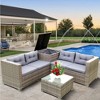 Sapphtopaz Patio Furniture Set Wicker Woven Outdoor Conversation Chairs with Cushions and Square Coffee Table for Outdoor, Terrace - 4 of 4