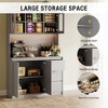 71" Tall Kitchen Pantry Cabinet, Kitchen Storage Hutch with Led Lights and Power Outlets, Microwave Stand, Glass Door, Adjustable Shelves - 4 of 4