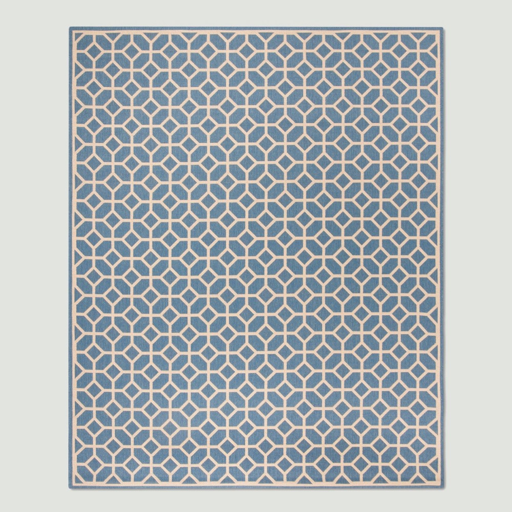 7'10inX10' Daria Outdoor Rug Blue/Cream - Safavieh