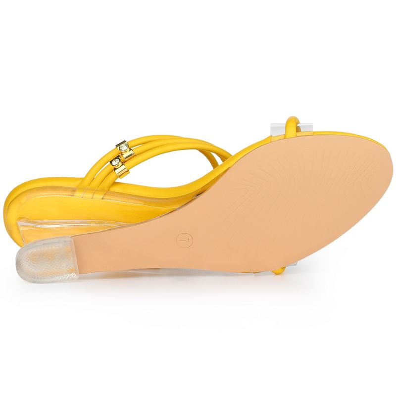 Allegra K Women's Rhinestone Open Toe Low Wedges Clear Heel Sandals, 5 of 7