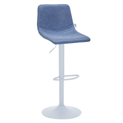 LeisureMod Adjustable Height Bar Stool with Leather Upholstery Iron Base and High-Density Foam Seat Tilbury Collection