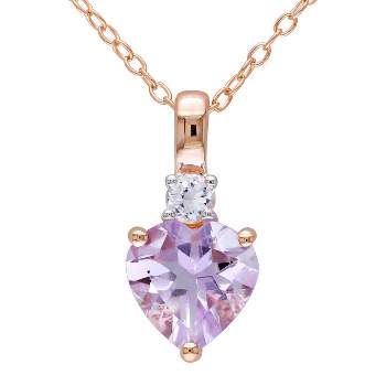1.65 CT. T.W. Rose de France and .15 CT. T.W. Simulated Sapphire Pendant Necklace Pink Rhodium Plated Silver - Purple