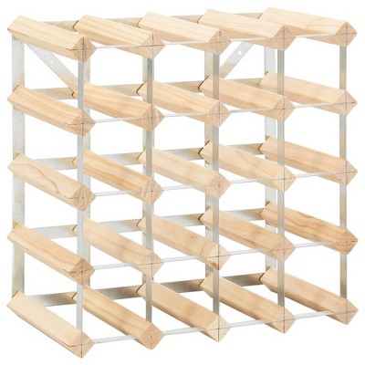 Scandinavian Light Wood and Silver 20-Bottle Wine Rack