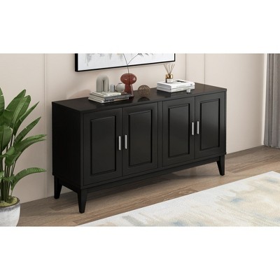 DOMETOUR 4-Door Sideboard Storage Cabinet with Adjustable Shelf for Living Room Dining Room