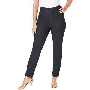 Jessica London Women's Plus Size Petite Comfort Waist Stretch Denim Straight Leg Jean - 1 of 4